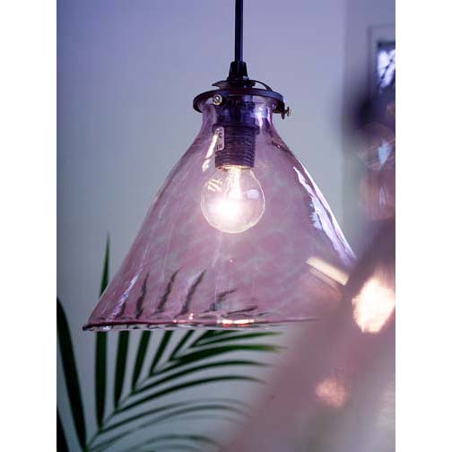 Suspended French Light with Large Glass Shade