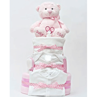 3 Tier Luxury Nappy Cake - Baby Girl
