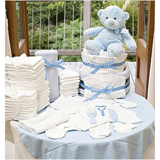 2 Tier Luxury Nappy Cake - Baby Boy
