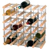 RTA 30 Bottle Pine & Metal Wine Rack - 52x52x23cm