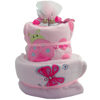 2 Tier Nappy Cake - Baby Girl