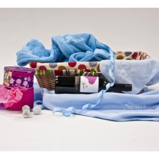 Personalised Baby Hamper with Wine &amp; Chocs – Boy