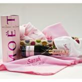 Personalised Baby Hamper with Moet Rose –Baby Girl image
