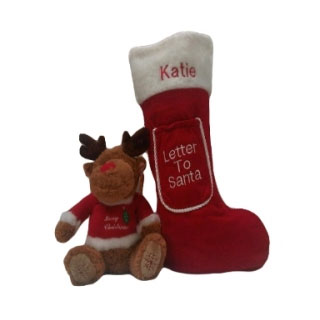 Personalised Christmas Stocking &amp; Teddy Bear
